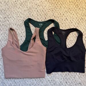 AF ypb Sports Bra Set - Black, Green, and Tan